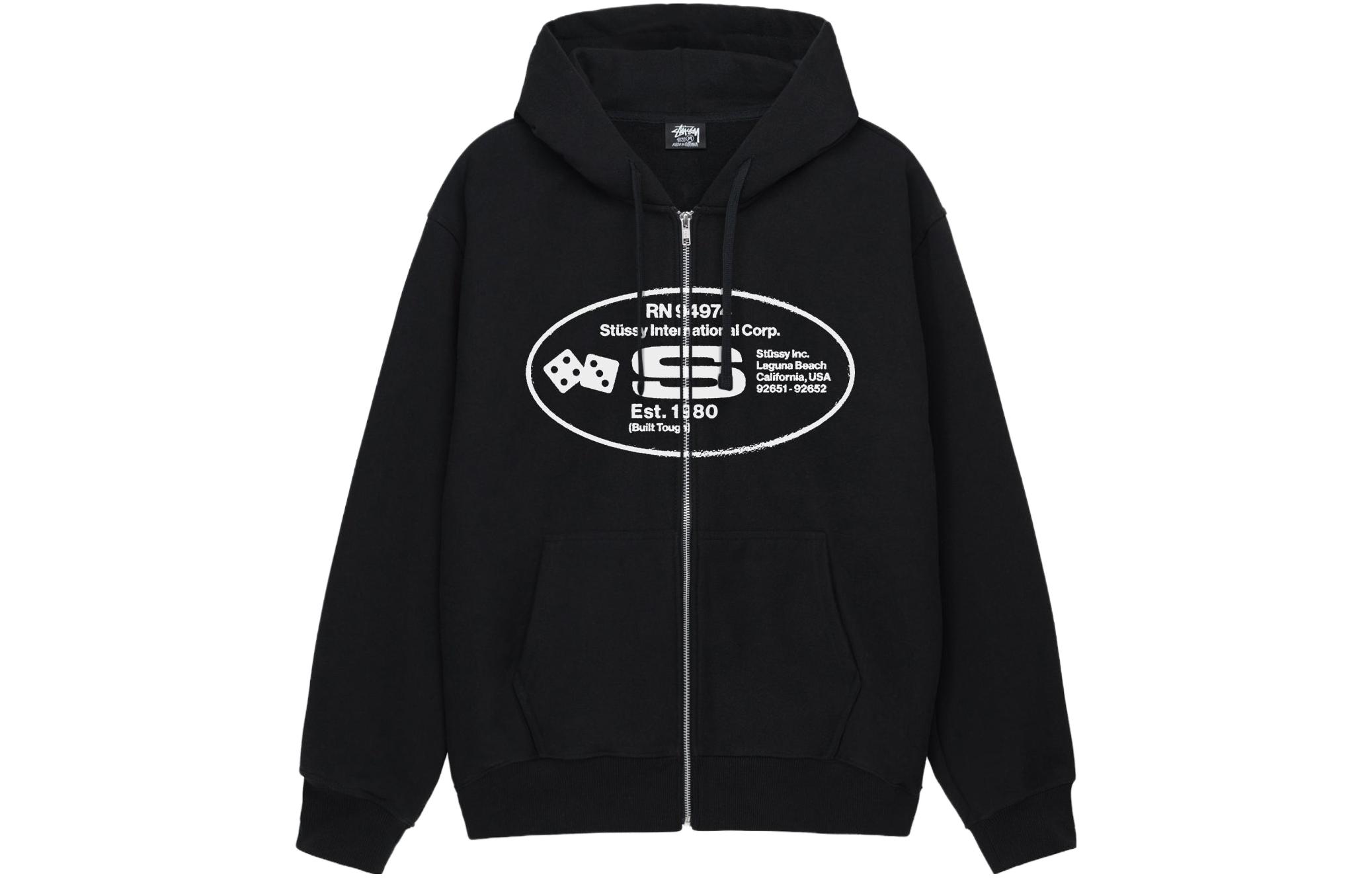 Stüssy Stussy FW23 Oval Corp Graphic Print Fleece Zip Hoodie Unisex Retro Sweatshirt. 1975018