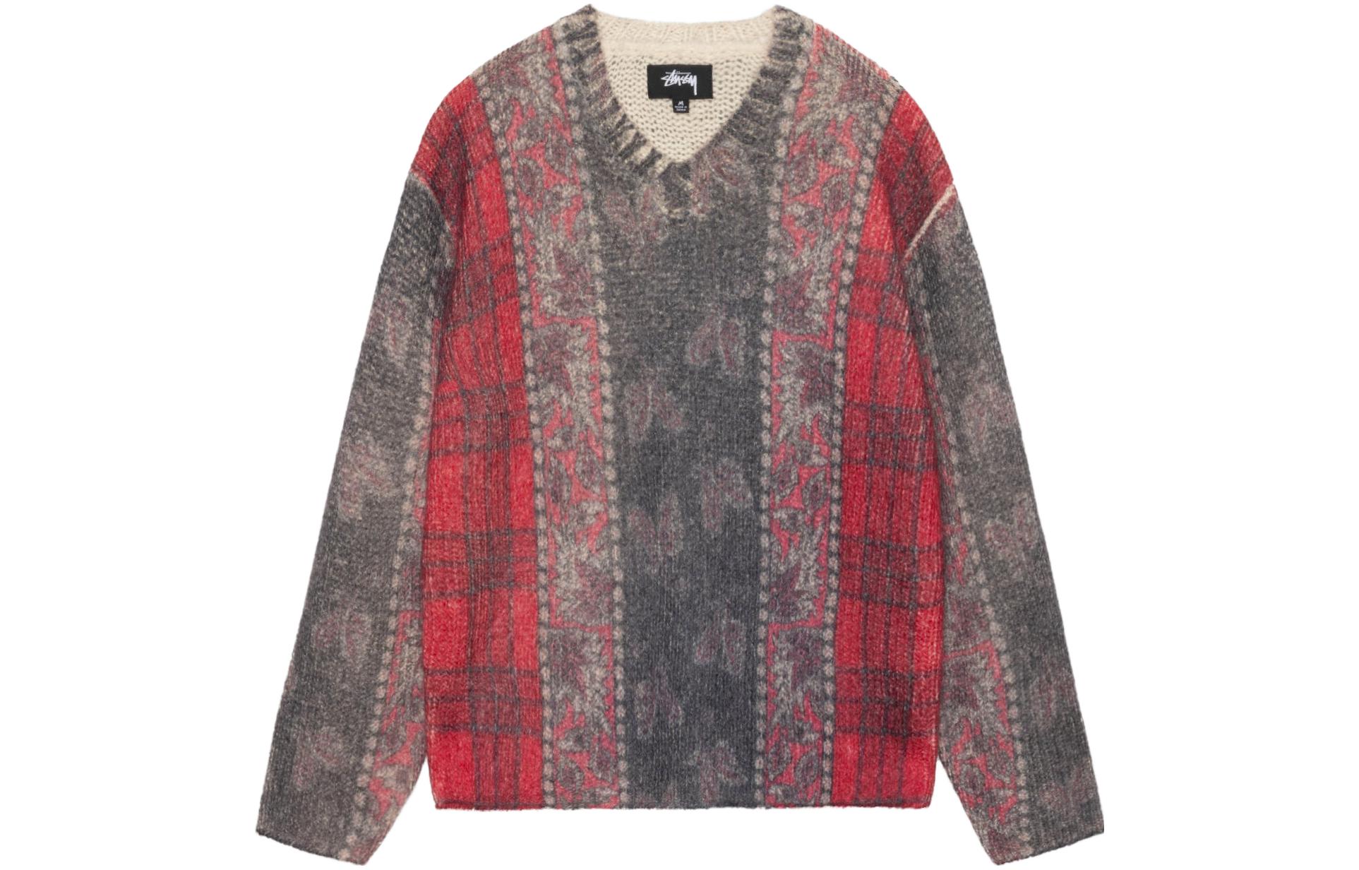 Stüssy Stussy FW23 Paisley Digital Print V-Neck Retro Knit Sweater Unisex Colorblock. 117209 圖 2