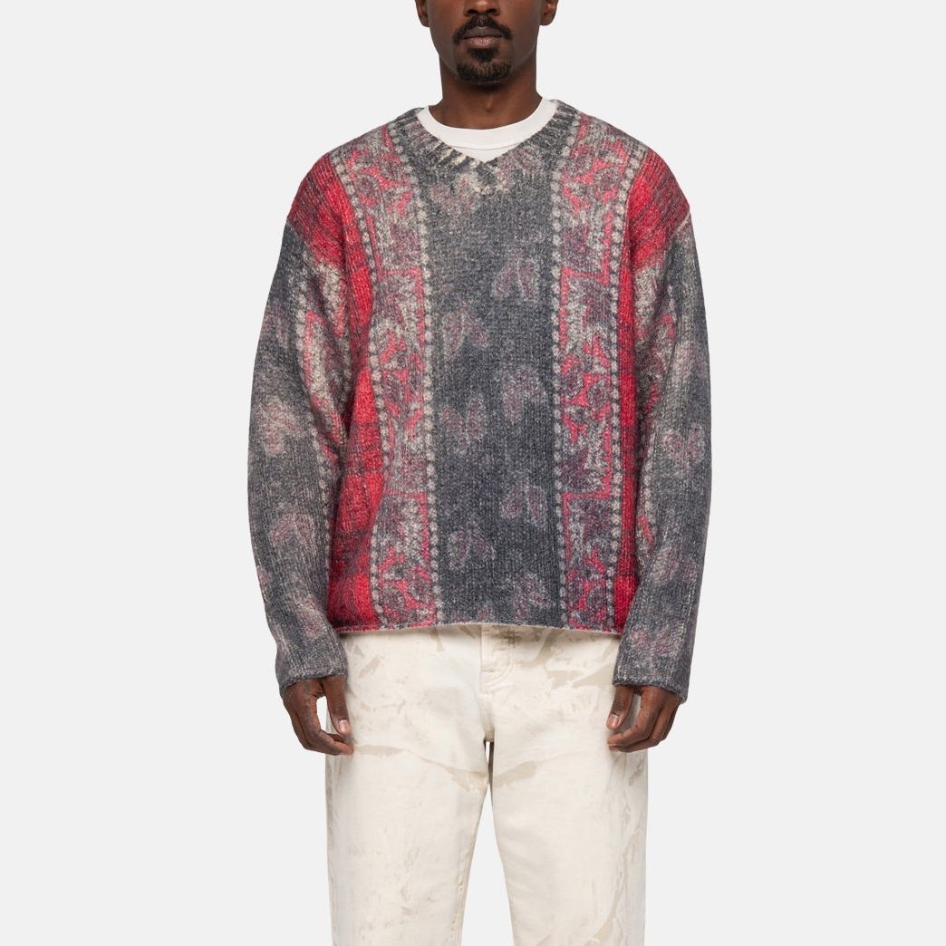 Stüssy Stussy FW23 Paisley Digital Print V-Neck Retro Knit Sweater Unisex Colorblock. 117209 圖 4