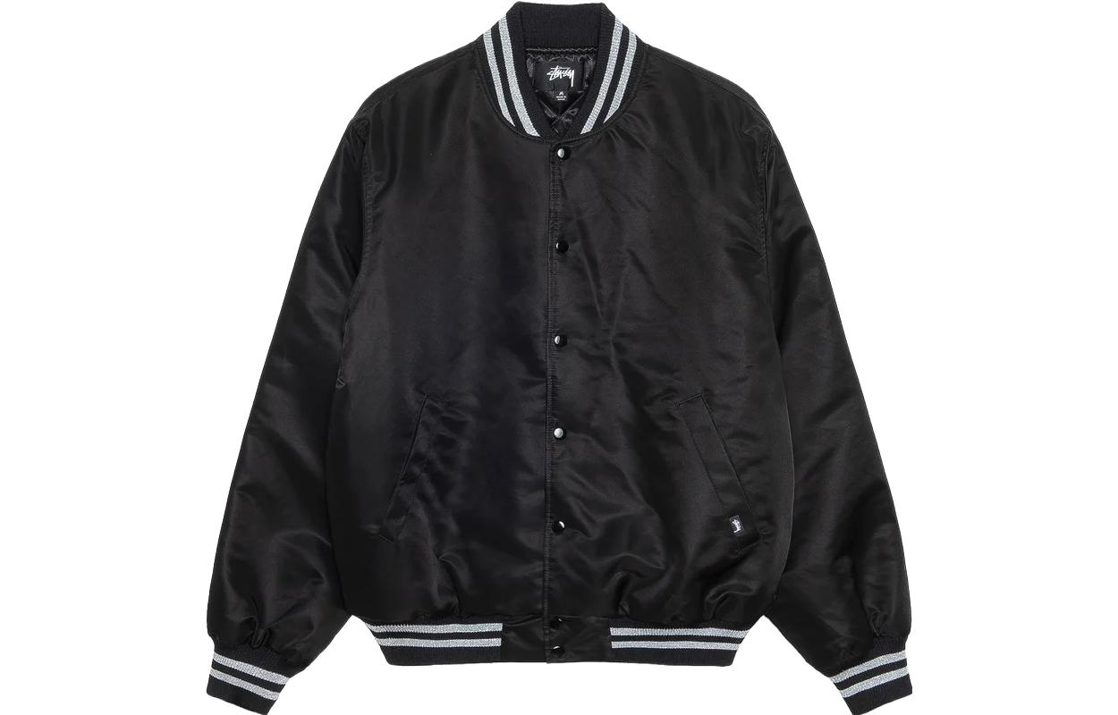 Order Stüssy Stussy FW23 Sequin Satin Jacket Black Retro Unisex Dice Pattern Warm Coat. 115718