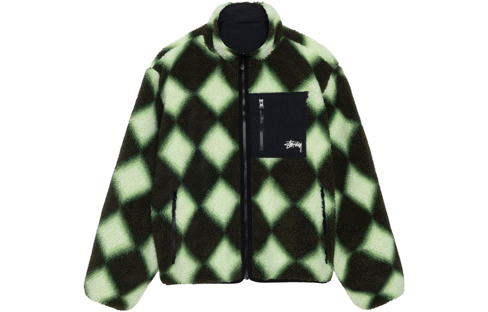 Order Stüssy Stussy FW23 Sherpa Reversible Jacket Plaid Nylon Vintage Retro Unisex Jacket. 118546