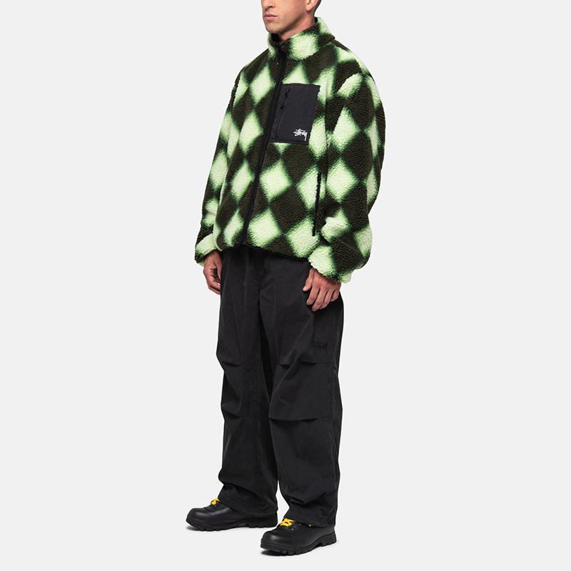 Cheap Stüssy Stussy FW23 Sherpa Reversible Jacket Plaid Nylon Vintage Retro Unisex Jacket. 118546