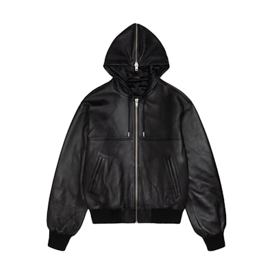 Stüssy Stussy FW23 SS Link Leather Bomber Jacket Retro Unisex Black Hoodie Zip-Up. 115739