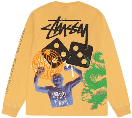 Stüssy 2023秋冬染色长袖T恤 骰子印花复古男女款 1994951 1
