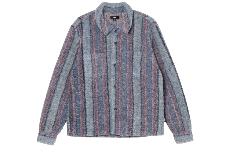 Shop 스투시 FW23 스트라이프 셔파 레트로 유니섹스 플리스 셔츠. 1110197