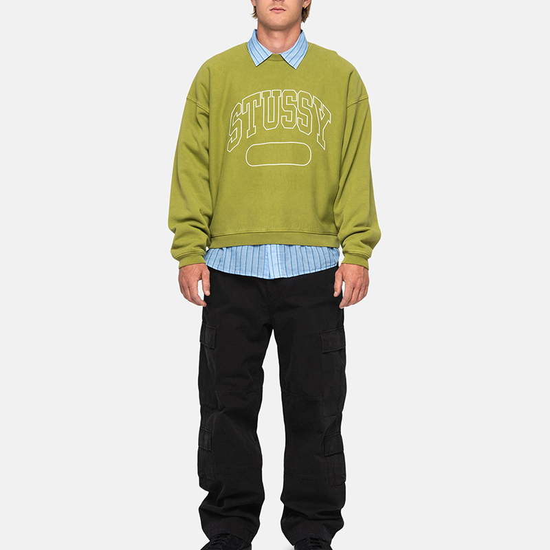Shop Stüssy 2023秋冬复古宽松款学院风圆领卫衣 男女同款. 118536-STUSSY