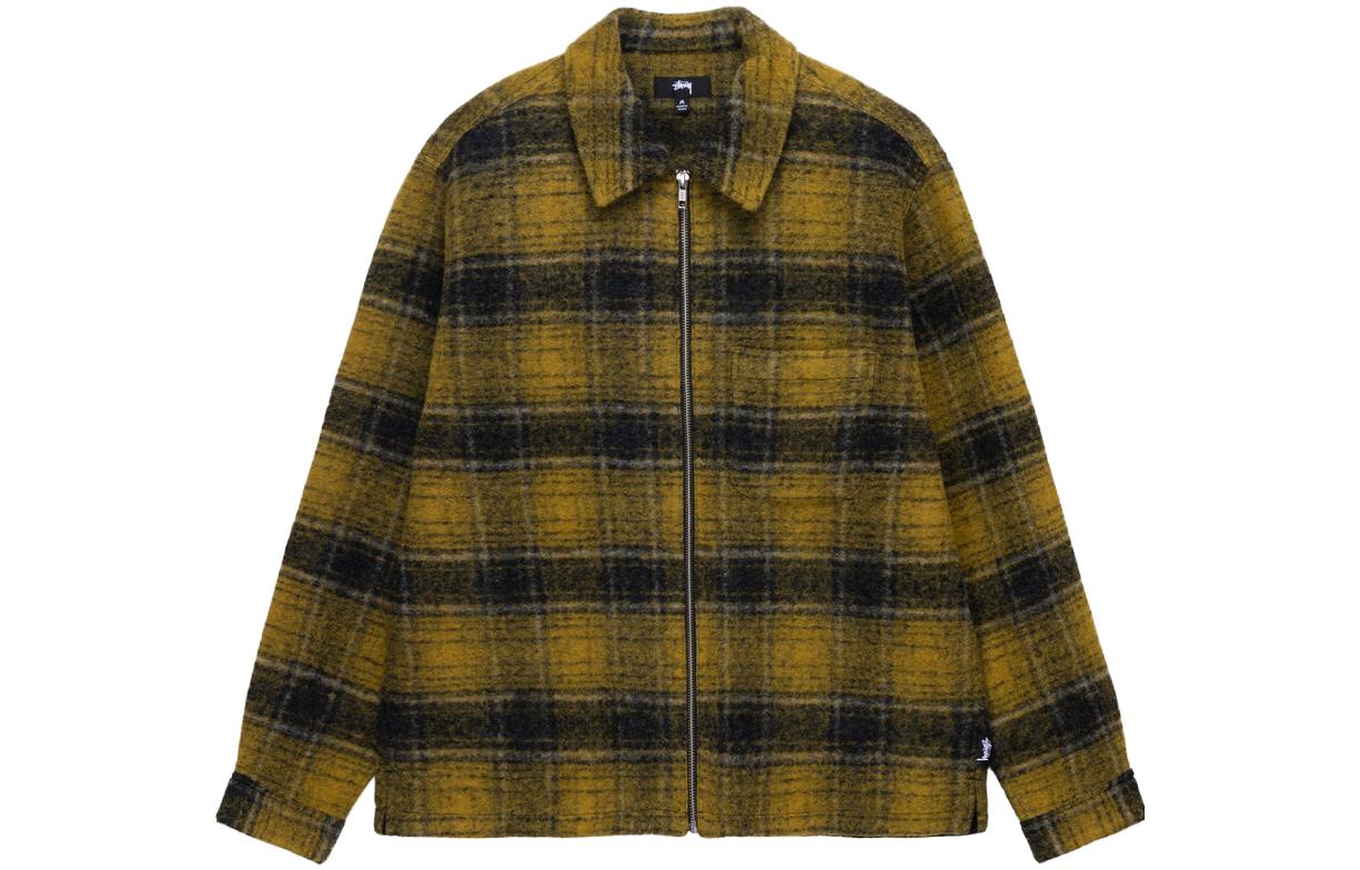 Stüssy Stussy FW23 Wool Plaid Zip Shirt Retro Unisex Long Sleeve Casual Shirt. 1110297 圖 2