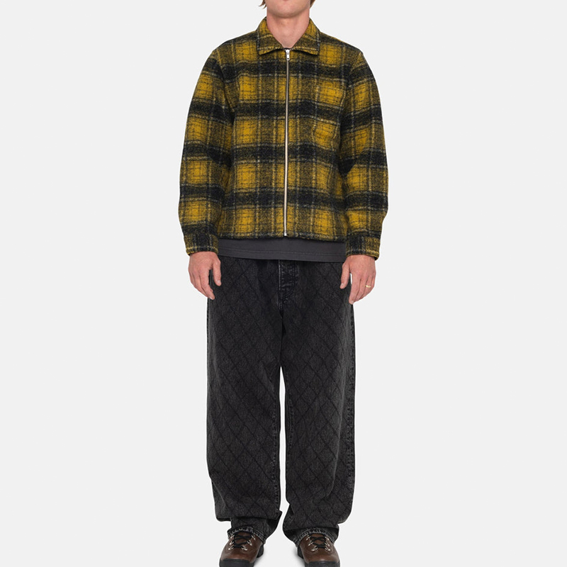 Stüssy Stussy FW23 Wool Plaid Zip Shirt Retro Unisex Long Sleeve Casual Shirt. 1110297 圖 4