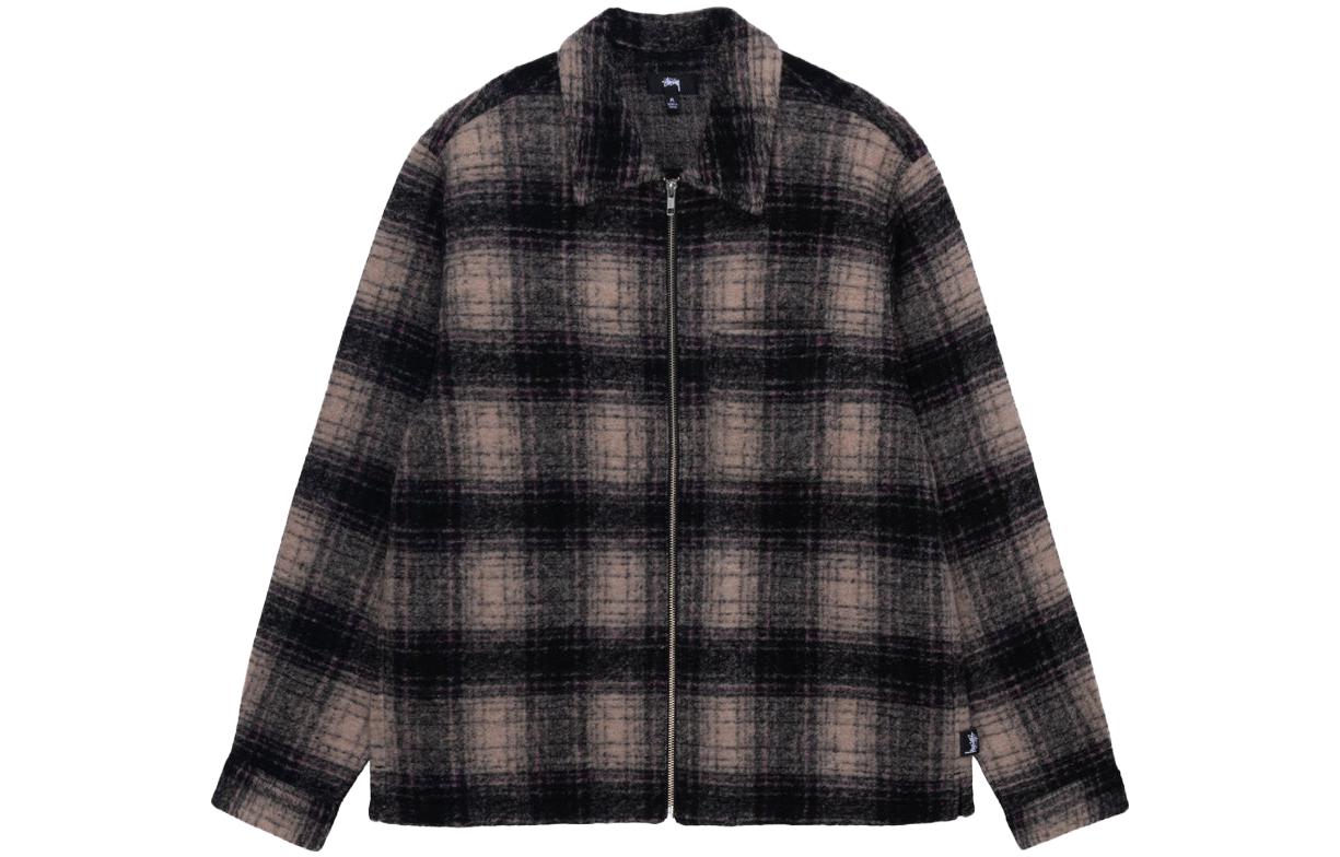 Stüssy Stussy FW23 Wool Plaid Zip Shirt Retro Unisex Long Sleeve Casual Shirt. 1110297 圖 7