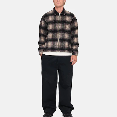 Stüssy Stussy FW23 Wool Plaid Zip Shirt Retro Unisex Long Sleeve Casual Shirt. 1110297 1