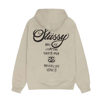 Stüssy Stussy FW23 World Tour Pigment Dyed Hoodie Retro Unisex Print Pullover. 3923851