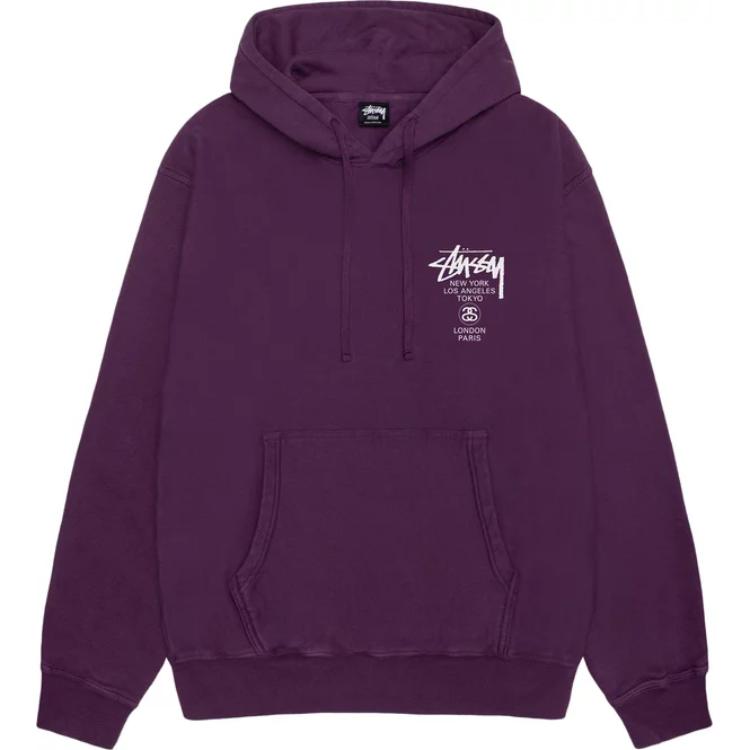 Stüssy Stussy FW23 World Tour Pigment Dyed Hoodie Retro Unisex Print Pullover. 3923851 圖 2