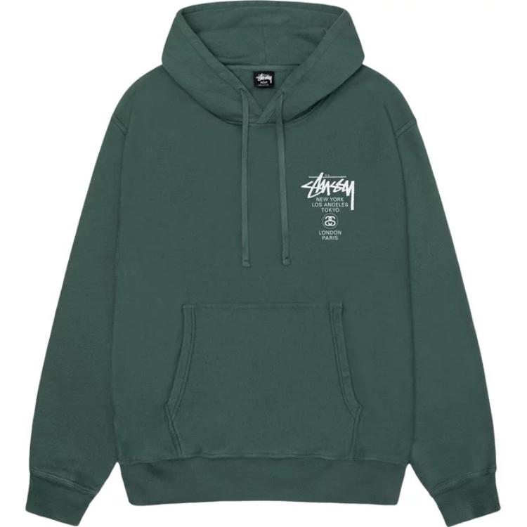 Stüssy Stussy FW23 World Tour Pigment Dyed Hoodie Retro Unisex Print Pullover. 3923851 圖 10
