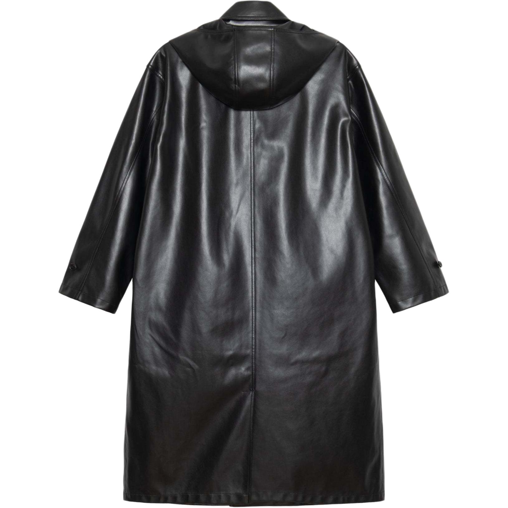 Stüssy Stussy FW24 Double Breasted Leather Trench Coat Black Unisex Retro Style FW. 115800 圖 3