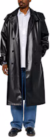 Shop Stüssy Stussy FW24 Double Breasted Leather Trench Coat Black Unisex Retro Style FW. 115800