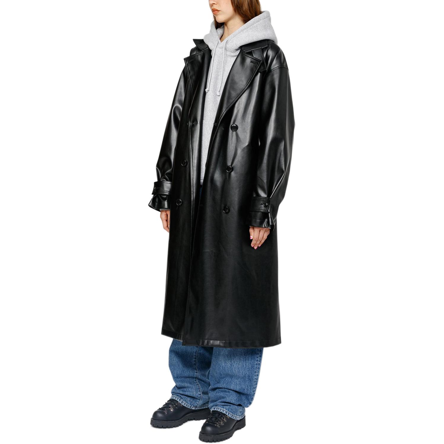 Stüssy Stussy FW24 Double Breasted Leather Trench Coat Black Unisex Retro Style FW. 115800 圖 6