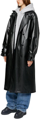 Stüssy Stussy FW24 Double Breasted Leather Trench Coat Black Unisex Retro Style FW. 115800 Details for Stüssy Stussy FW24 Double Breasted Leather Trench Coat Black Unisex Retro Style FW. 115800