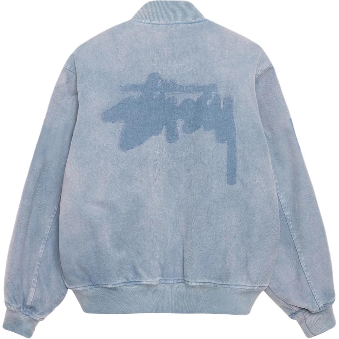 Lookbook Jaket Varsity Kanvas Stüssy FW24 Ghost Logo Unisex Gaya Retro Amerika. 115820