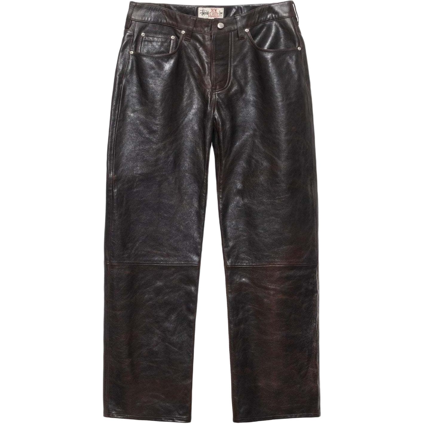 Stüssy Stussy FW24 Holiday Classic Jean Leather Vintage 5-Pocket Brown Leather Pants Unisex 116690