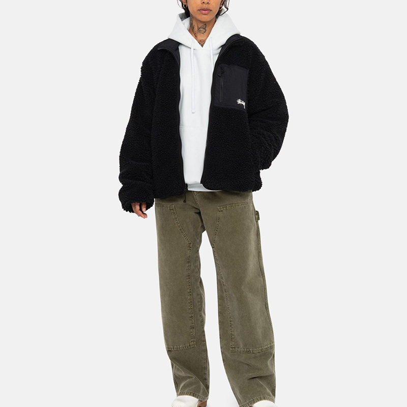 Purchase Stüssy Stussy FW24 Sherpa Reversible Jacket Zip-Up Retro Unisex Outerwear. 118529