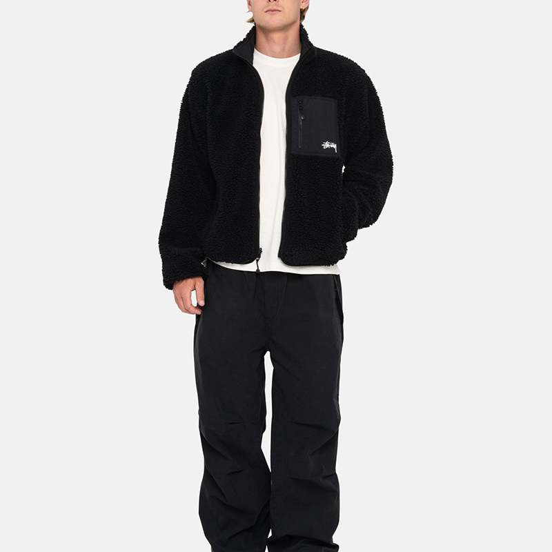 Details for Stüssy Stussy FW24 Sherpa Reversible Jacket Zip-Up Retro Unisex Outerwear. 118529