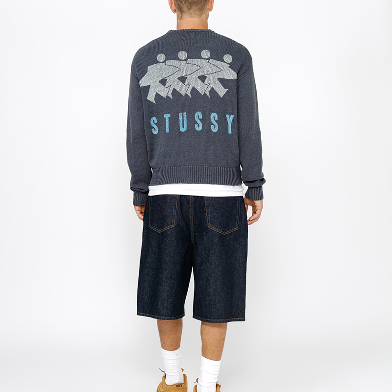 Details for Stüssy FW24 Surfman Icon Sweater Unisex Crew Neck Vintage Cotton Linen. 117233-stussy