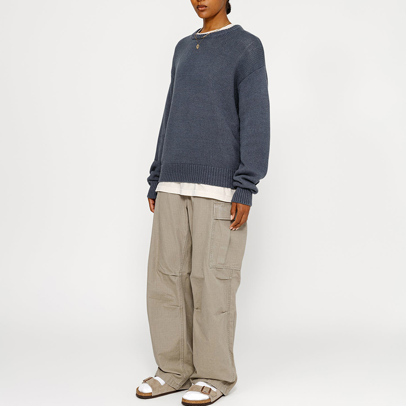 Sizing Stüssy FW24 Surfman Icon Sweater Unisex Crew Neck Vintage Cotton Linen. 117233-stussy