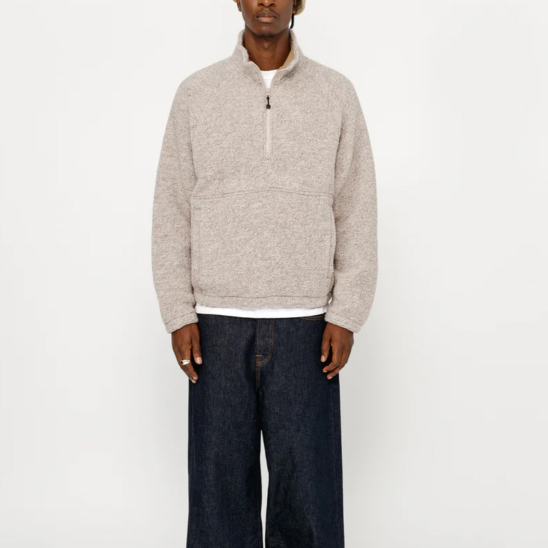 Stüssy Stussy FW24 Wool Blend Sherpa Mock Neck Half-Zip Unisex Classic Retro Pullover. 118567 圖 4