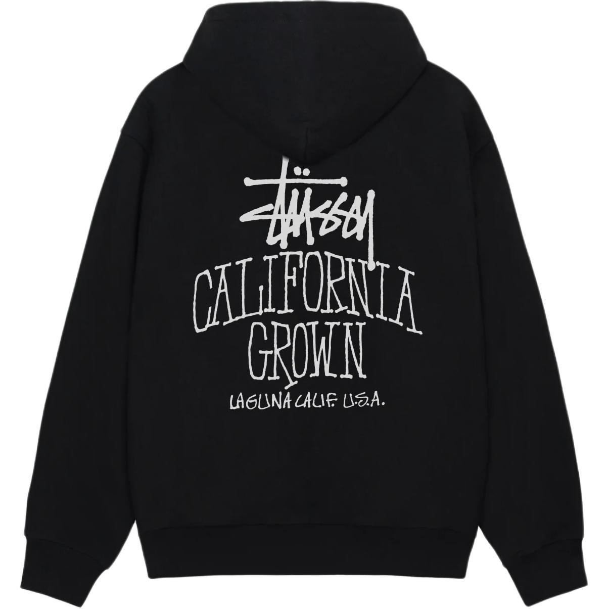 Stüssy Stussy FW25 Cali Grown Zip Hoodie Black Unisex with Back English Logo. 1975162