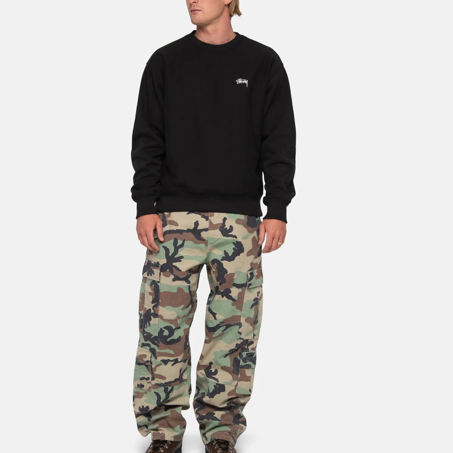 Stüssy Stussy Graphic Embroidered Fleece Crewneck Retro Sweatshirt Unisex 118531 圖 4