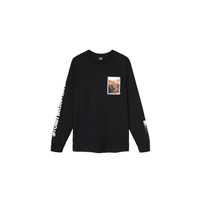 Stüssy Stussy Great Outdoors LS Tee Black Vintage Poster Font Unisex Long Sleeve Shirt 1994492-BLACK