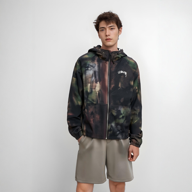 Details for Stüssy Stussy Holiday Beach Shell Camo Logo Relaxed Fit Hoodie Jacket Black Unisex Retro. 115822