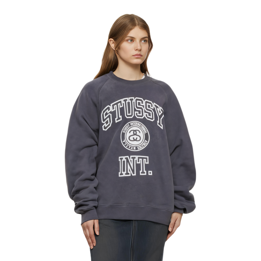 Stüssy Stussy Holiday Overlock Varsity Raglan Crewneck Retro Sweatshirt Unisex. 118564 圖 8