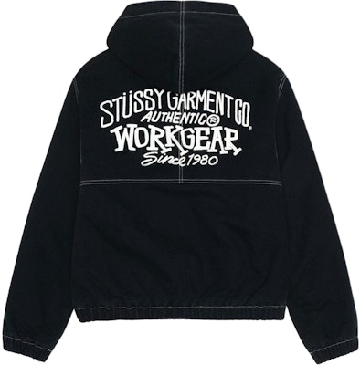 Stüssy Stussy Holiday Work Jacket Contrast Stitch Logo Print Retro Unisex Hoodie Jacket. 115790-stussy Sizing Stüssy Stussy Holiday Work Jacket Contrast Stitch Logo Print Retro Unisex Hoodie Jacket. 115790-stussy