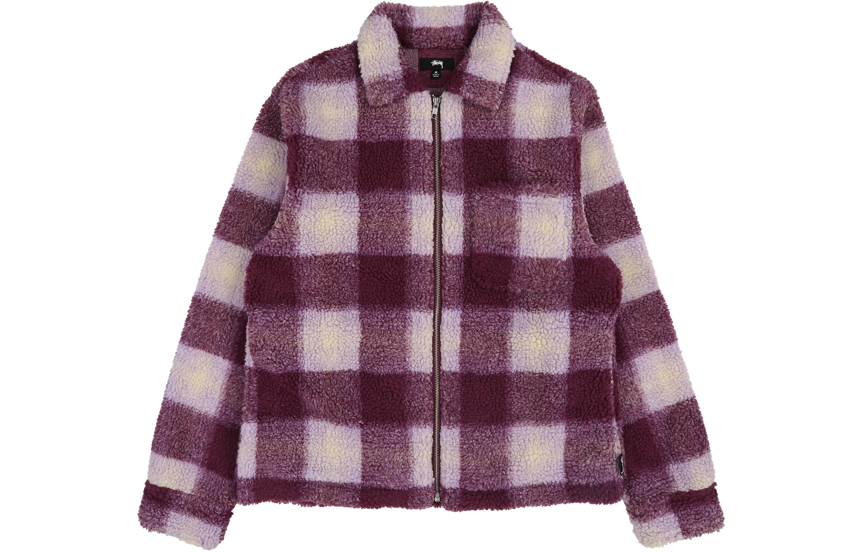 Stüssy Stussy Jacquard Plaid Loose Fit Zip-Up Retro Fleece Jacket Unisex 1110224 圖 12