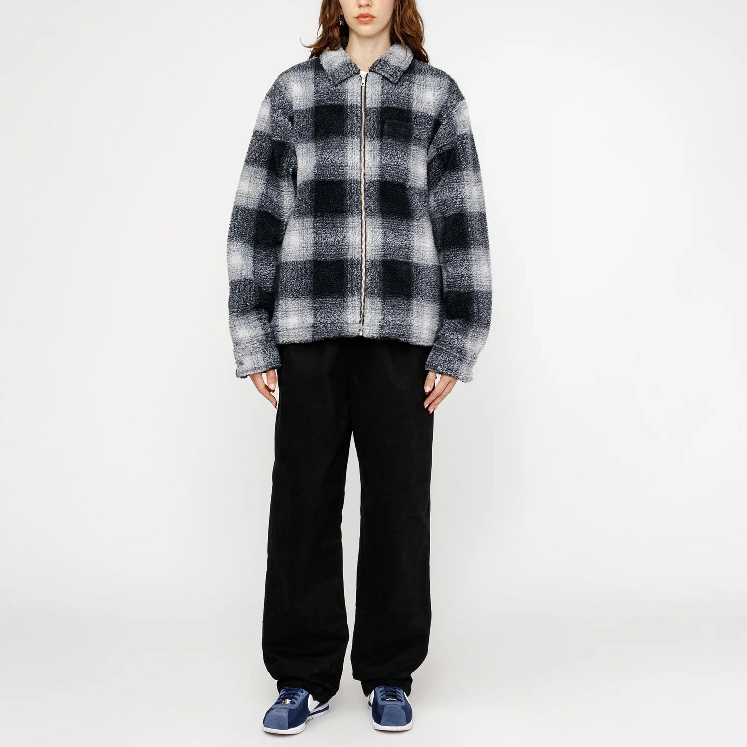 Stüssy Stussy Jacquard Plaid Loose Fit Zip-Up Retro Fleece Jacket Unisex 1110224 圖 4