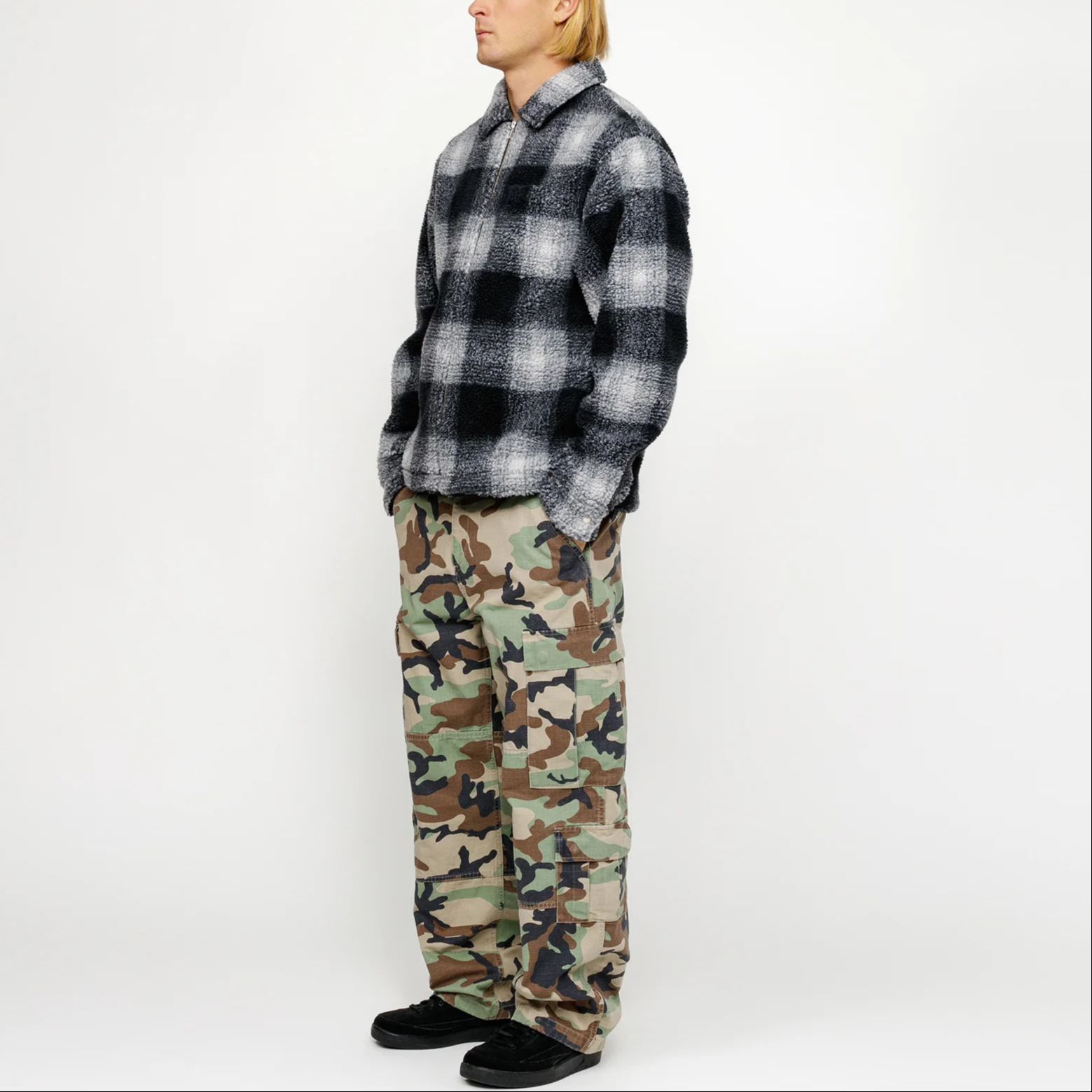 Stüssy Stussy Jacquard Plaid Loose Fit Zip-Up Retro Fleece Jacket Unisex 1110224 圖 6