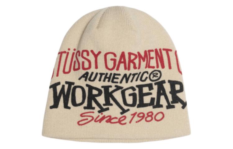 Stüssy Stussy Knit Logo Acrylic Beanie Unisex Couple Style Beige. 1321183BONE