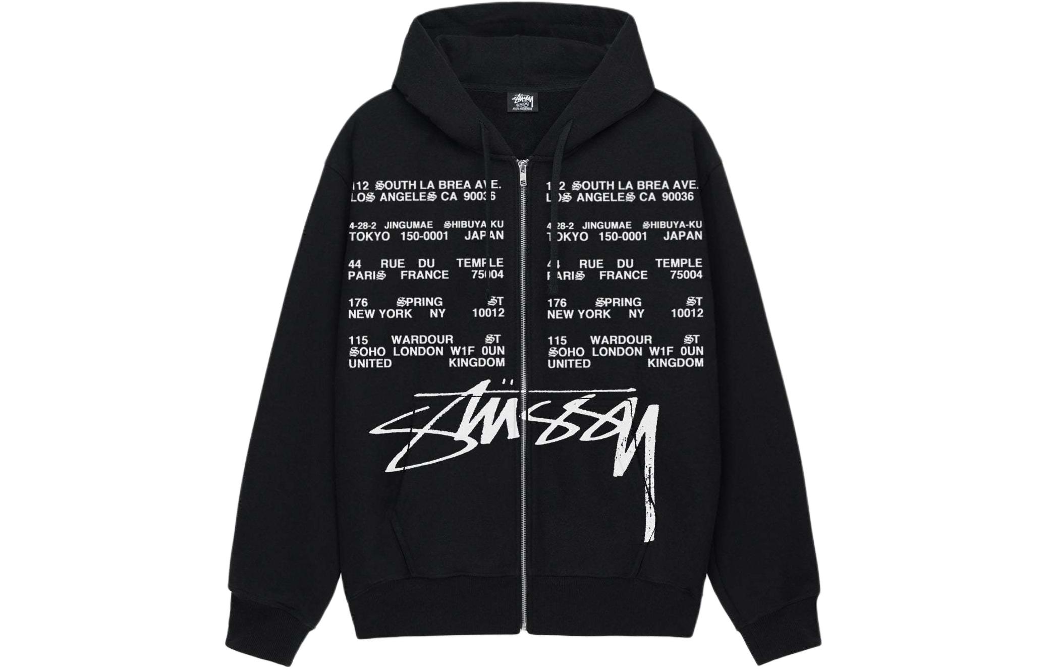 Stüssy Stussy Letter Print Fleece Hoodie with Zip Pockets Unisex Vintage Style. 1975004 圖 2