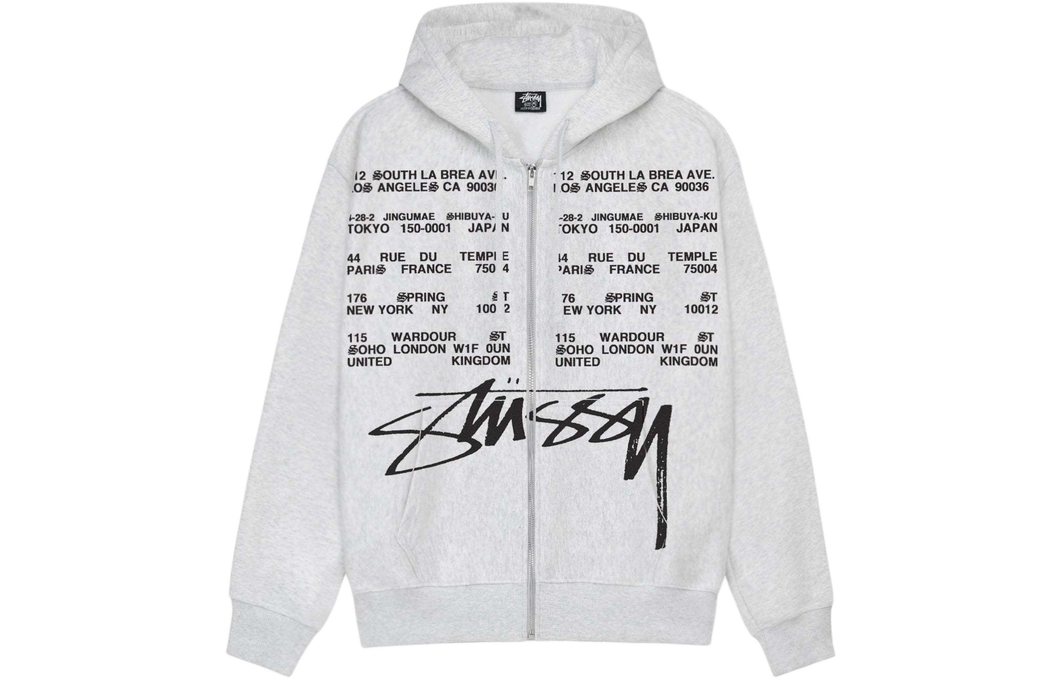 Stüssy Stussy Letter Print Fleece Hoodie with Zip Pockets Unisex Vintage Style. 1975004 圖 4