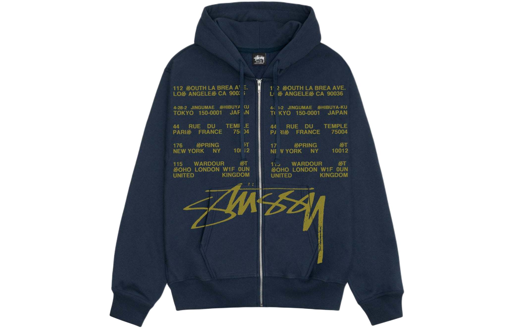 Stüssy Stussy Letter Print Fleece Hoodie with Zip Pockets Unisex Vintage Style. 1975004 圖 6