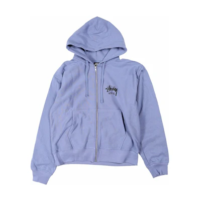 Stüssy Stussy Letter Print Zip-Up Hoodie Unisex Retro Style Lavender Purple. 3973804