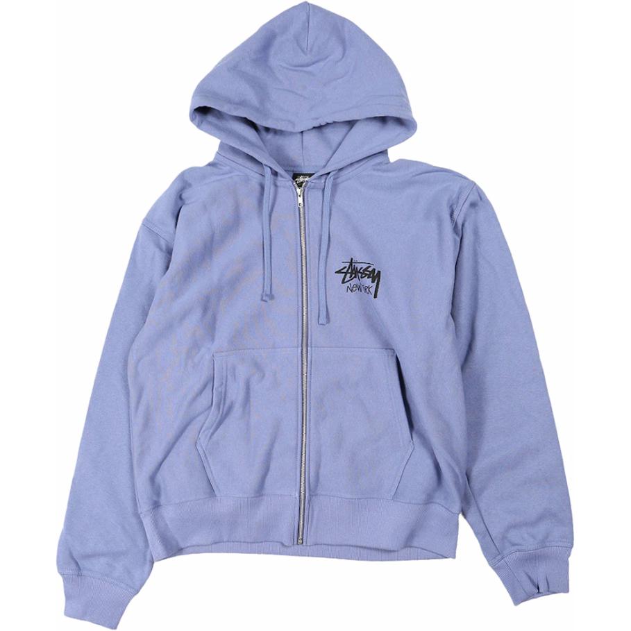 Stüssy Stussy Letter Print Zip-Up Hoodie Unisex Retro Style Lavender Purple. 3973804 圖 2