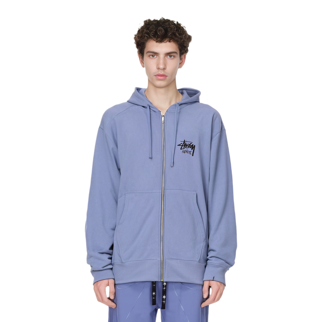Stüssy Stussy Letter Print Zip-Up Hoodie Unisex Retro Style Lavender Purple. 3973804 圖 4