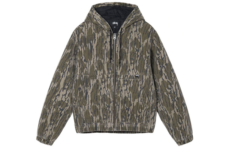Stüssy Stussy Mossy Oak Camo Insulated Work Jacket Vintage Style Thick Hooded  Coat 115626