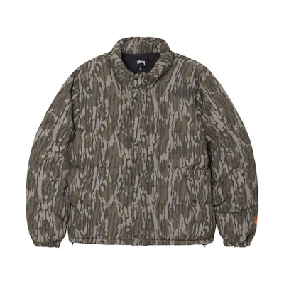 Stüssy Stussy Mossy Oak Camo Logo Puffer Jacket Green Retro Winter Coat. 115625