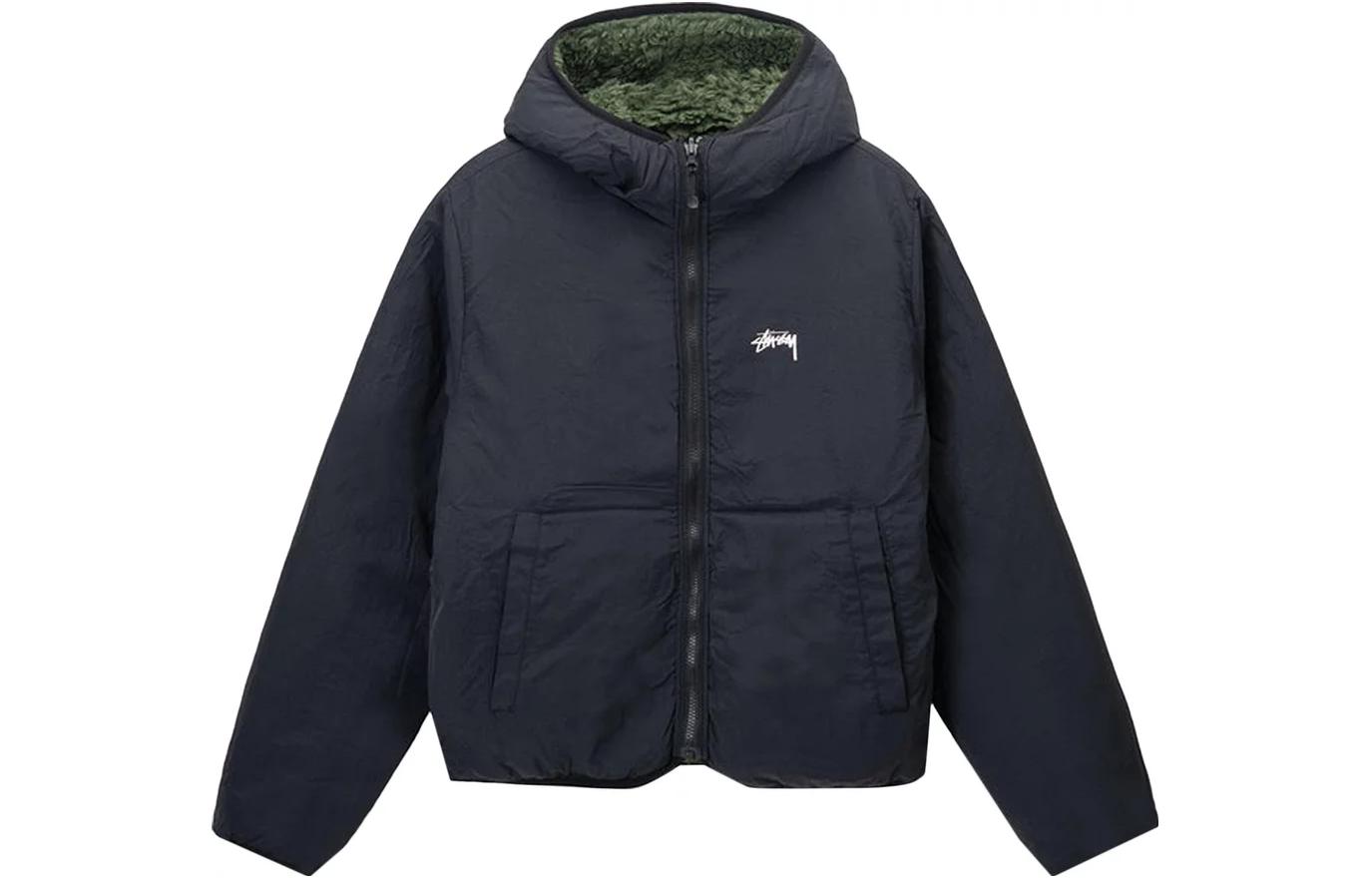 Shop 스투시 올리브 그린 리버시블 패치포켓 레트로 재킷 유니섹스 긴소매. 118507OLIVE