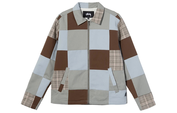Stüssy Stussy Patchwork Zip Jacket Plaid Retro Style  Multi-Color Jacket. 115521