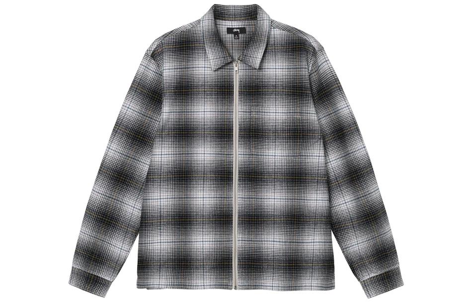 Order Stüssy Paul Shadow Plaid 格紋拉鍊襯衫 黑白 復古 男女長袖襯衫 1110238