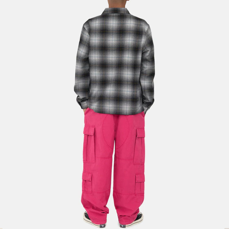 Details for Stüssy Paul Shadow Plaid 格紋拉鍊襯衫 黑白 復古 男女長袖襯衫 1110238